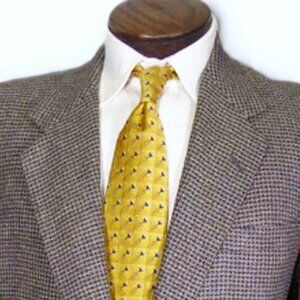 H. Freeman & Son Navy Tan Woven Houndstooth Wool Sport Coat 42